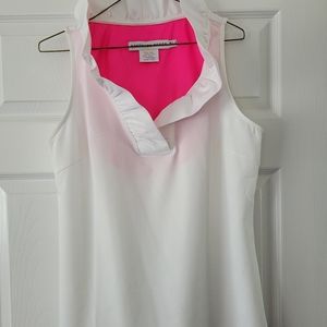 Gretchen Scott white sleeveless shirt with ruffle color size medium